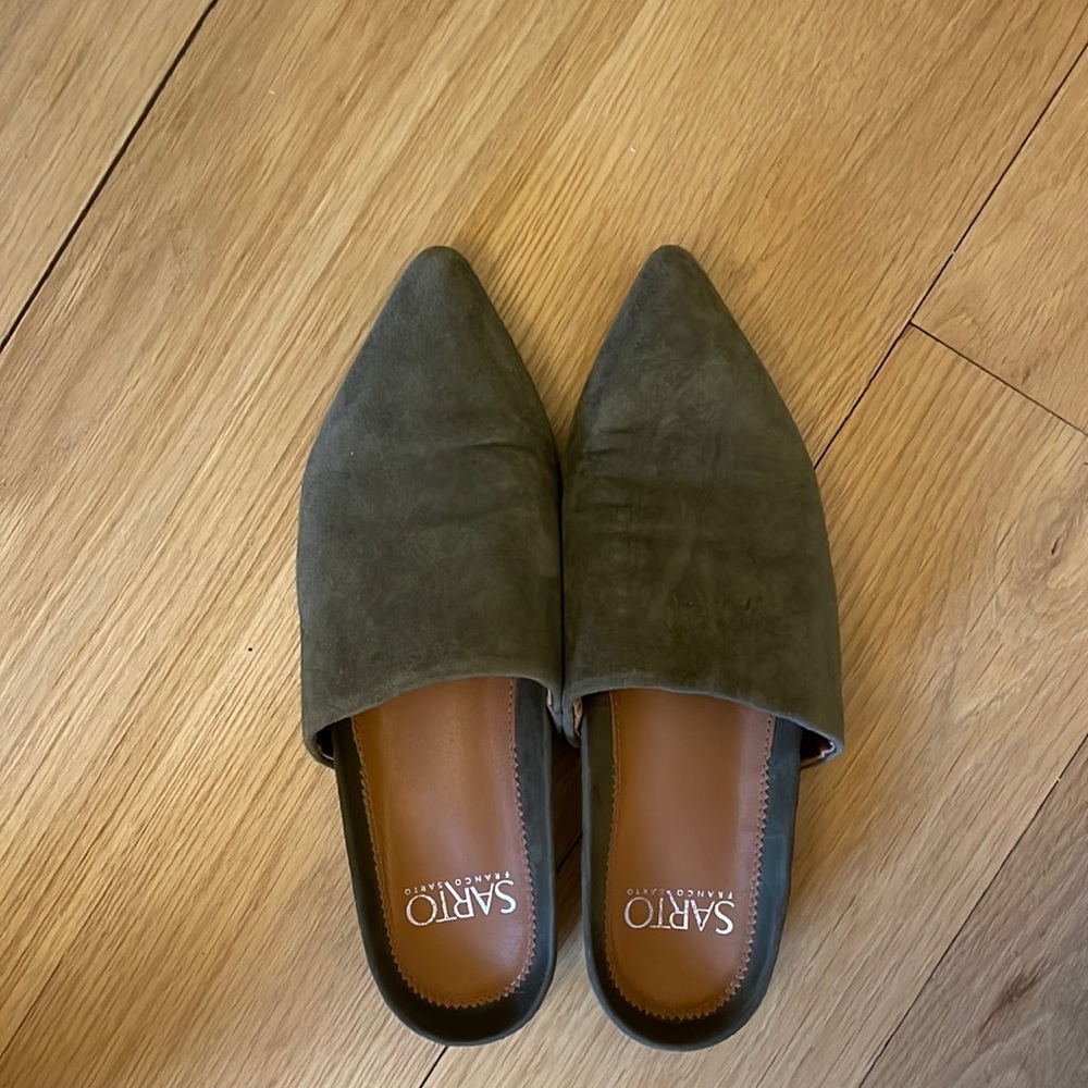 FRANCO SARTO Olive Green Mules (Size 6.5)